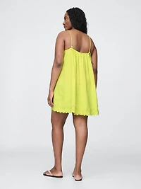 Cotton Gauze Embroidered Swing Dress