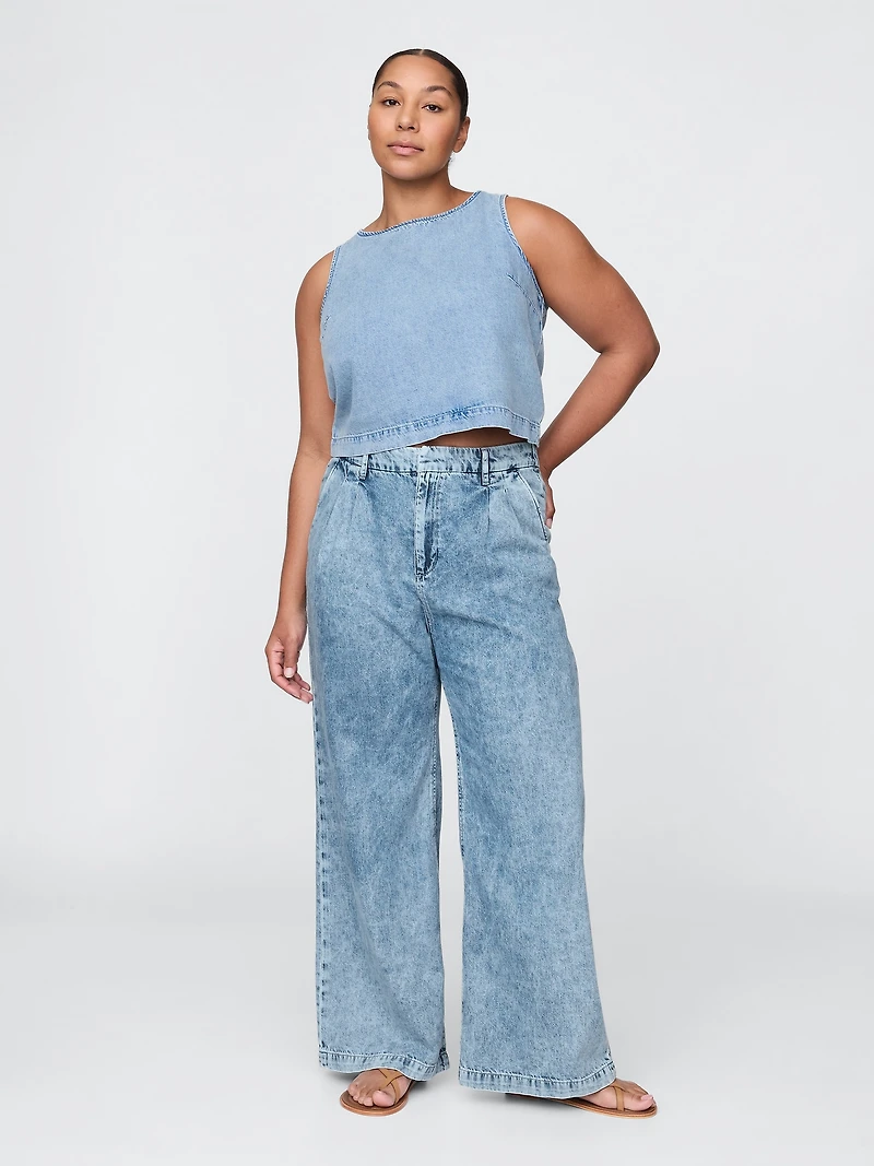365 High Rise UltraSoft Pleated Denim Trousers