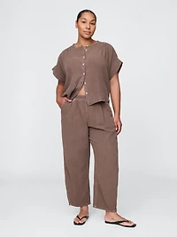 Cotton Gauze Easy Barrel Pants