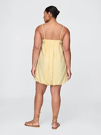 Linen-Blend Bubble Mini Dress