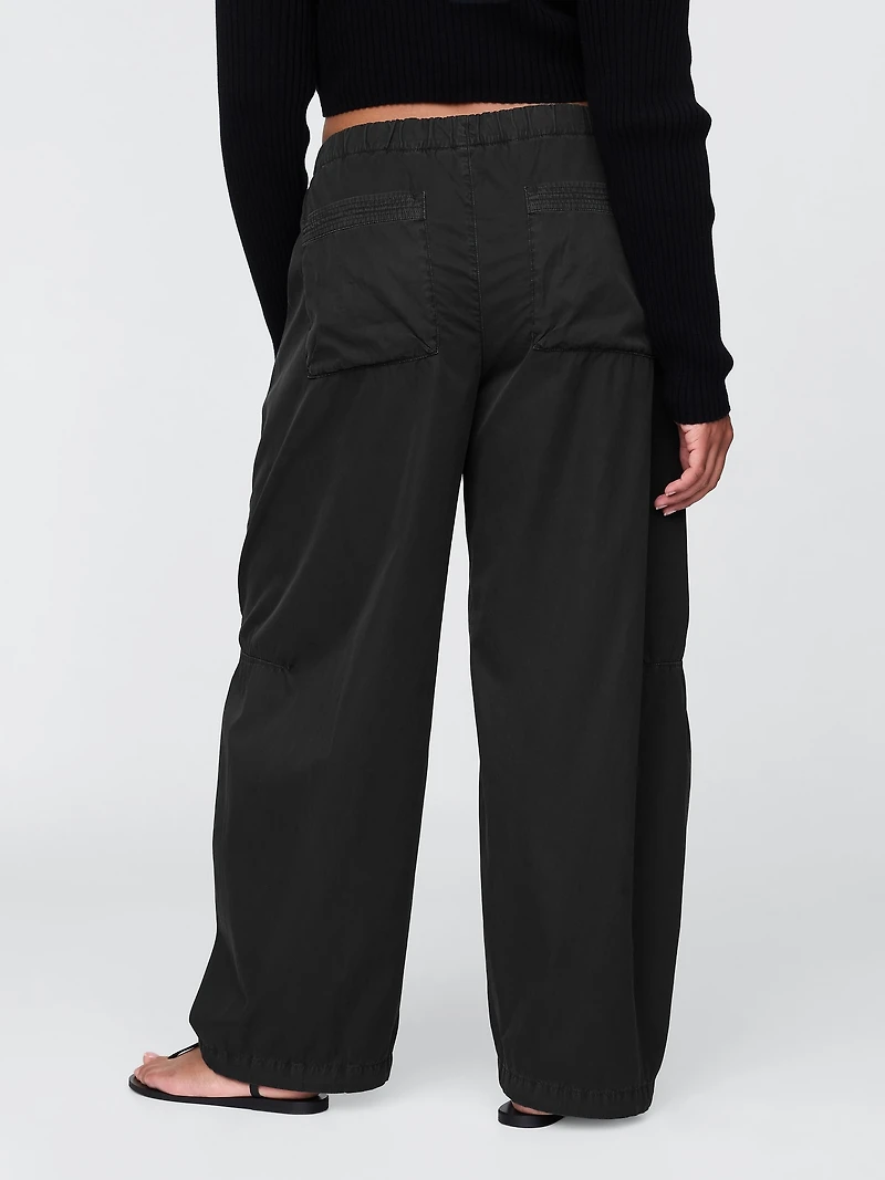 Mid Rise Barrel Parachute Pants