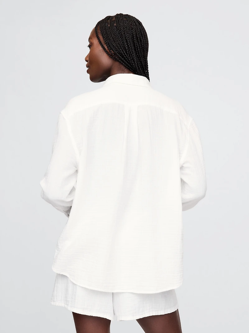 Cotton Gauze Button-Down Shirt
