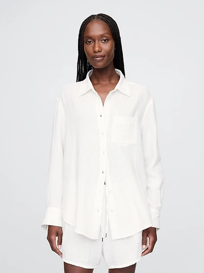 Cotton Gauze Button-Down Shirt