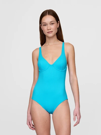 Rib One-Piece Balconette Swimsuit