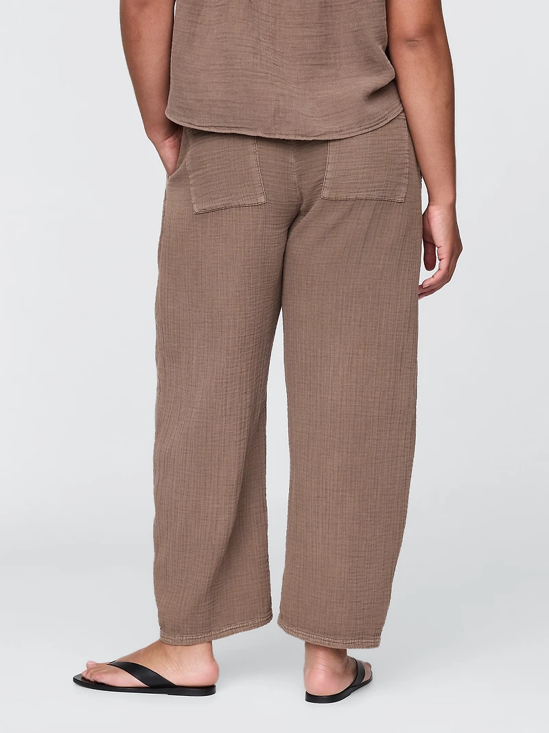 Cotton Gauze Easy Barrel Pants