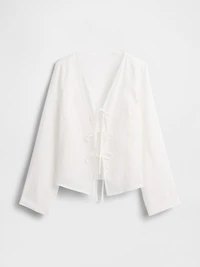 100% Linen Tie-Front Shirt