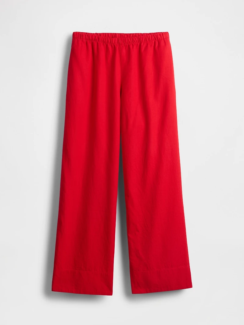Linen-Blend Easy Wide-Hem Pants