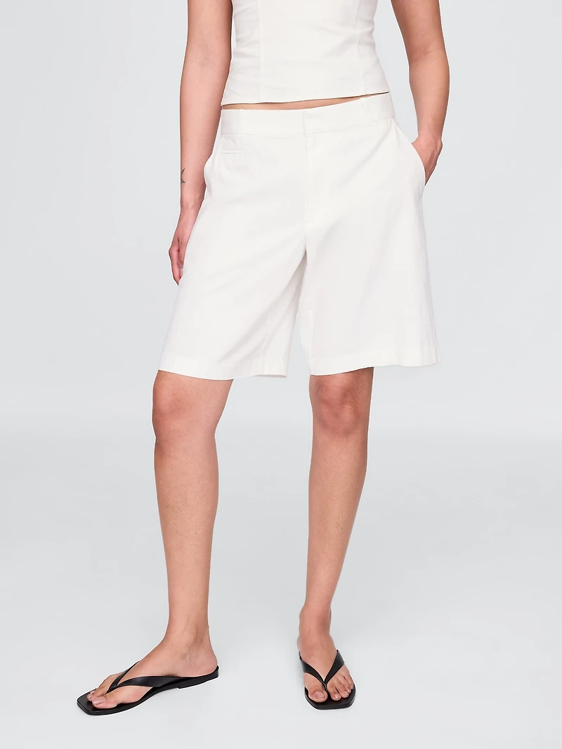 365 Low Rise Linen-Blend Trouser Shorts