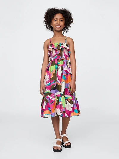 Kids Smocked Ruffle Midi Dress