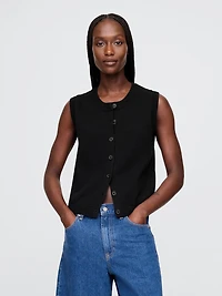 Cropped Cardigan Sweater Vest