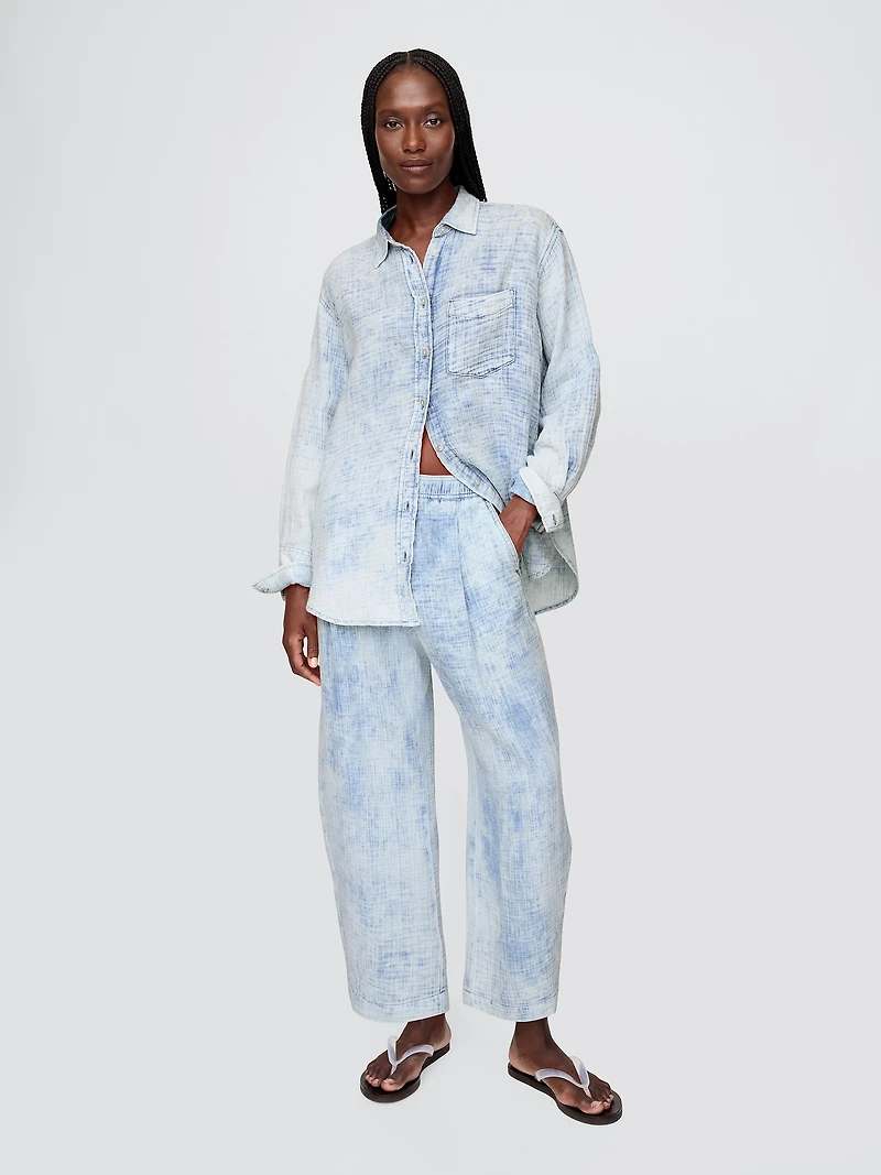 Cotton Gauze Denim Oversized Shirt