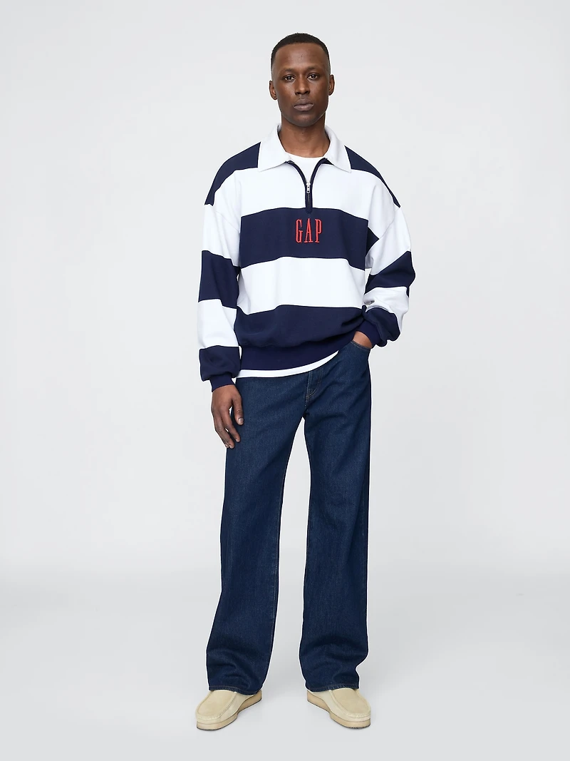 Heavyweight Striped Logo Pullover