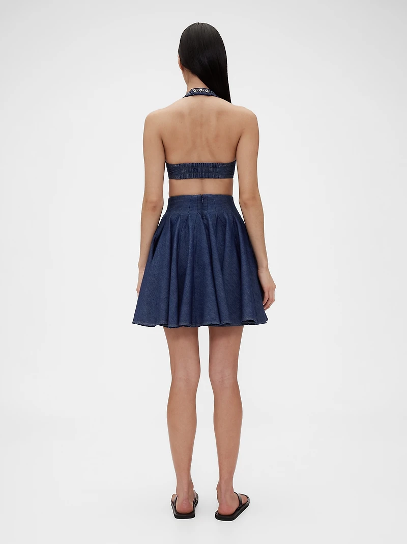 GapStudio Pleated Denim Mini Skirt