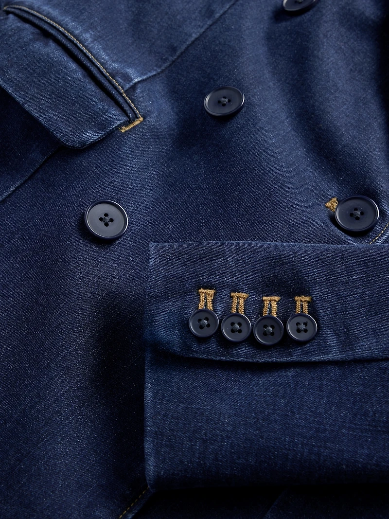 GapStudio Denim Double-Breasted Tailored Blazer