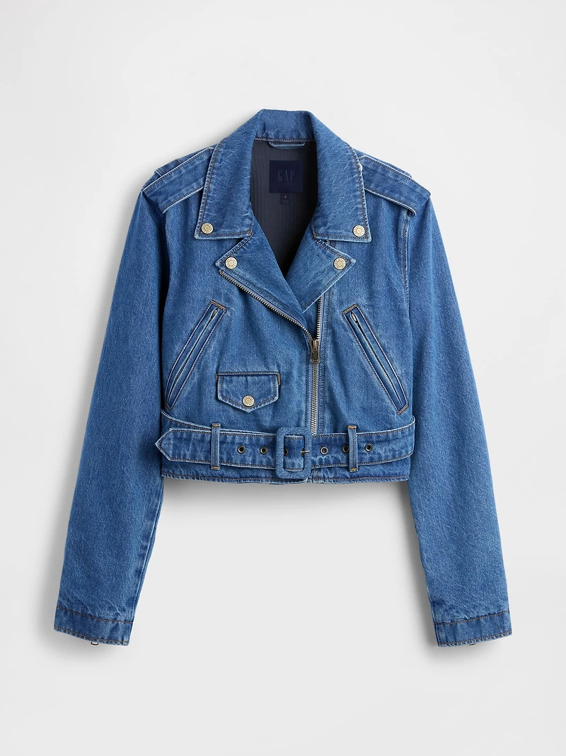 GapStudio Denim Crop Moto Jacket