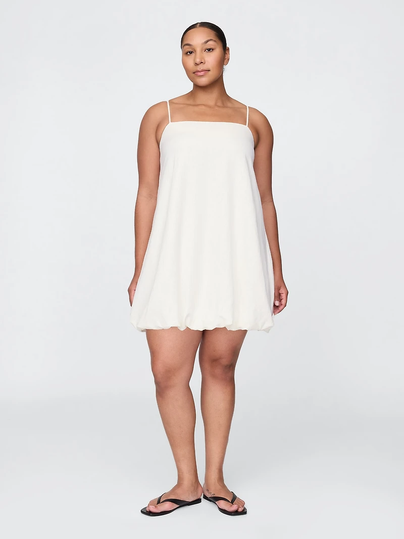 Linen-Blend Bubble Mini Dress