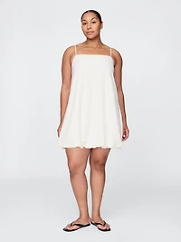 Linen-Blend Bubble Mini Dress