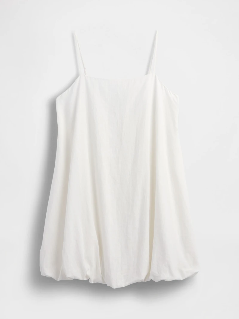 Linen-Blend Bubble Mini Dress