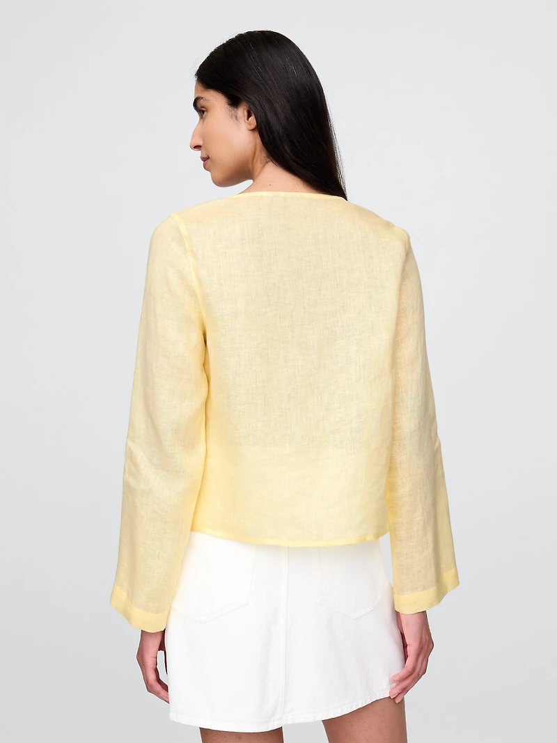 100% Linen Tie-Front Shirt