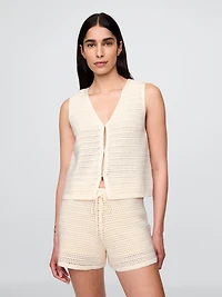 100% Cotton Crochet Hook-Front Vest