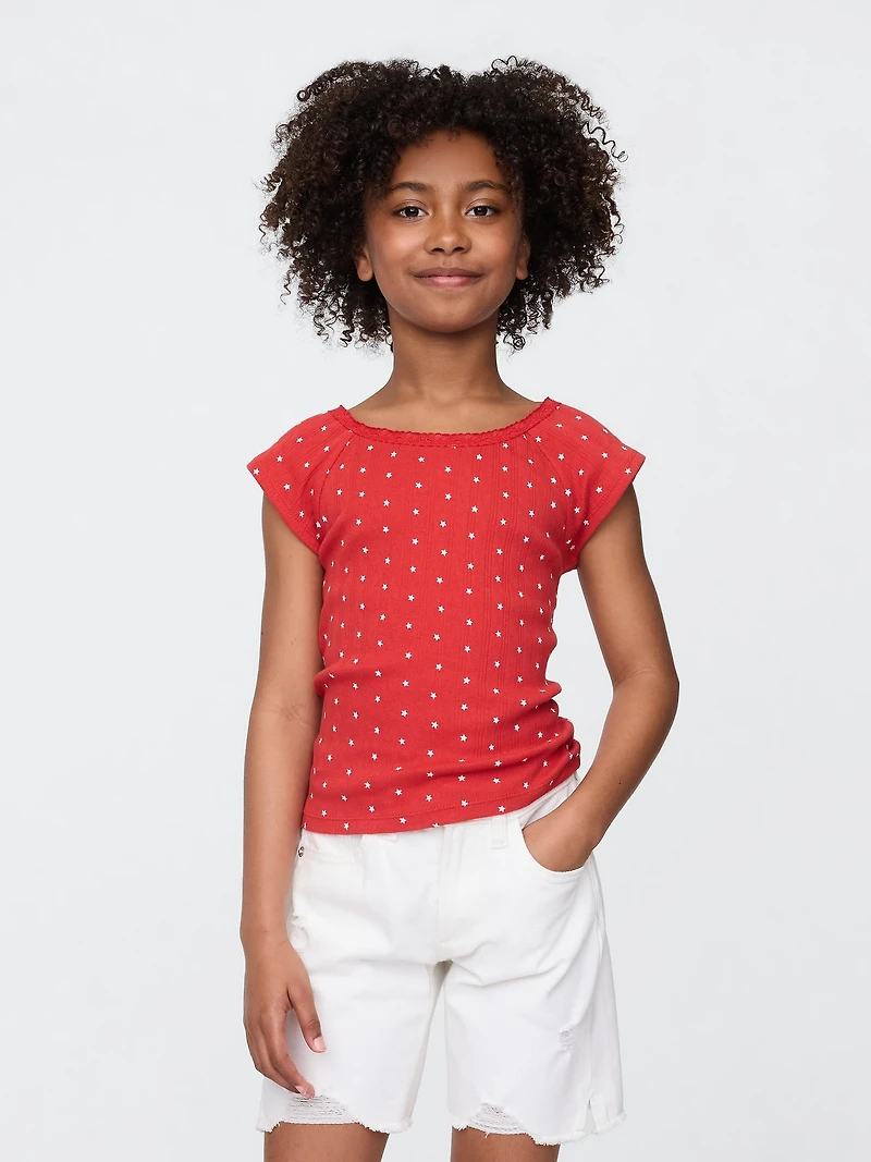 Kids Lace-Trim Pointelle T-Shirt