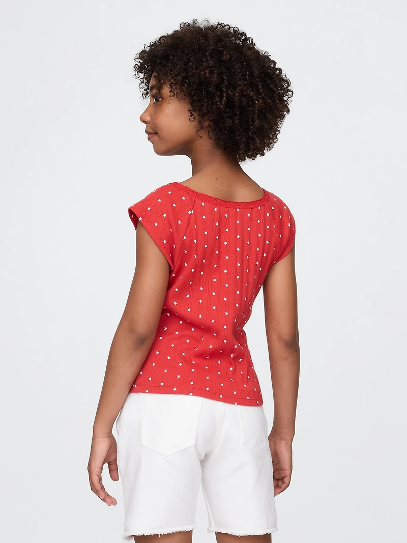 Kids Lace-Trim Pointelle T-Shirt