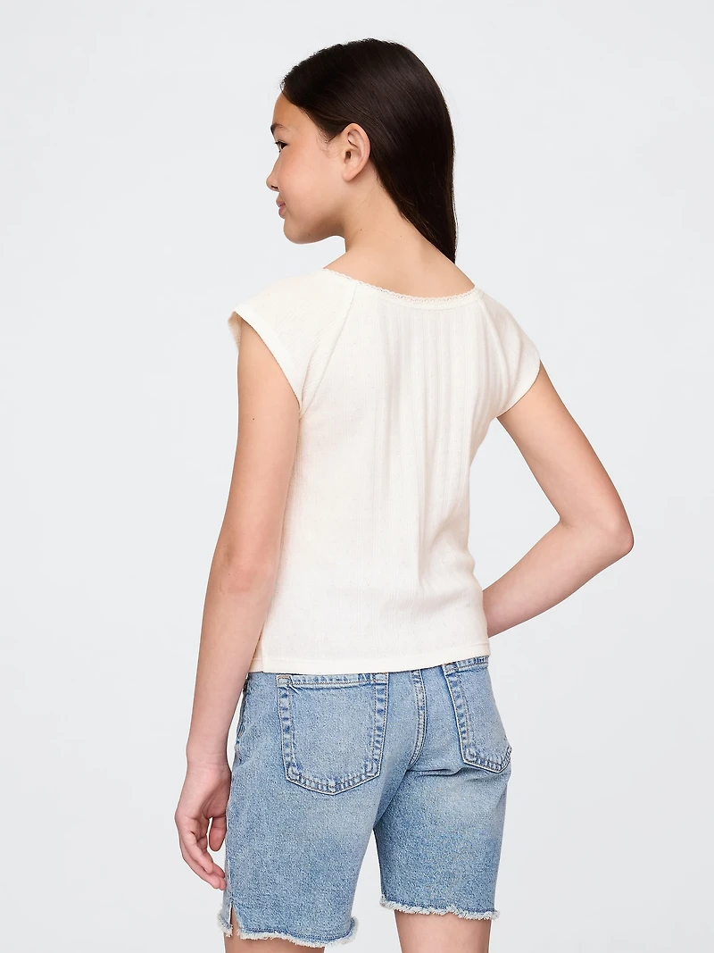 Kids Lace-Trim Pointelle T-Shirt