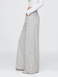 Mid Rise Denim Stripe Baggy Jeans