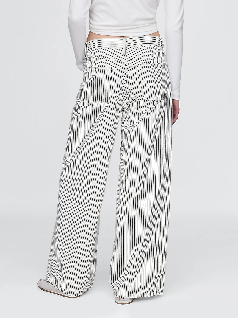 Mid Rise Denim Stripe Baggy Jeans