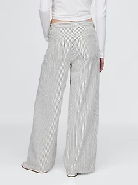 Mid Rise Denim Stripe Baggy Jeans