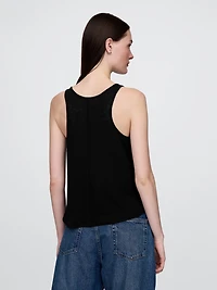 Linen-Blend Racerback Tank Top