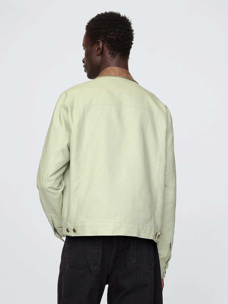 Linen-Cotton Trucker Jacket