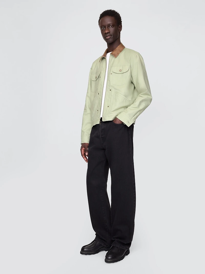 Linen-Cotton Trucker Jacket