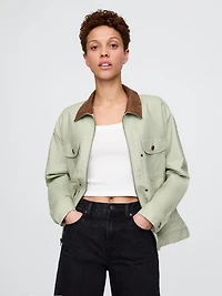 Linen-Cotton Trucker Jacket