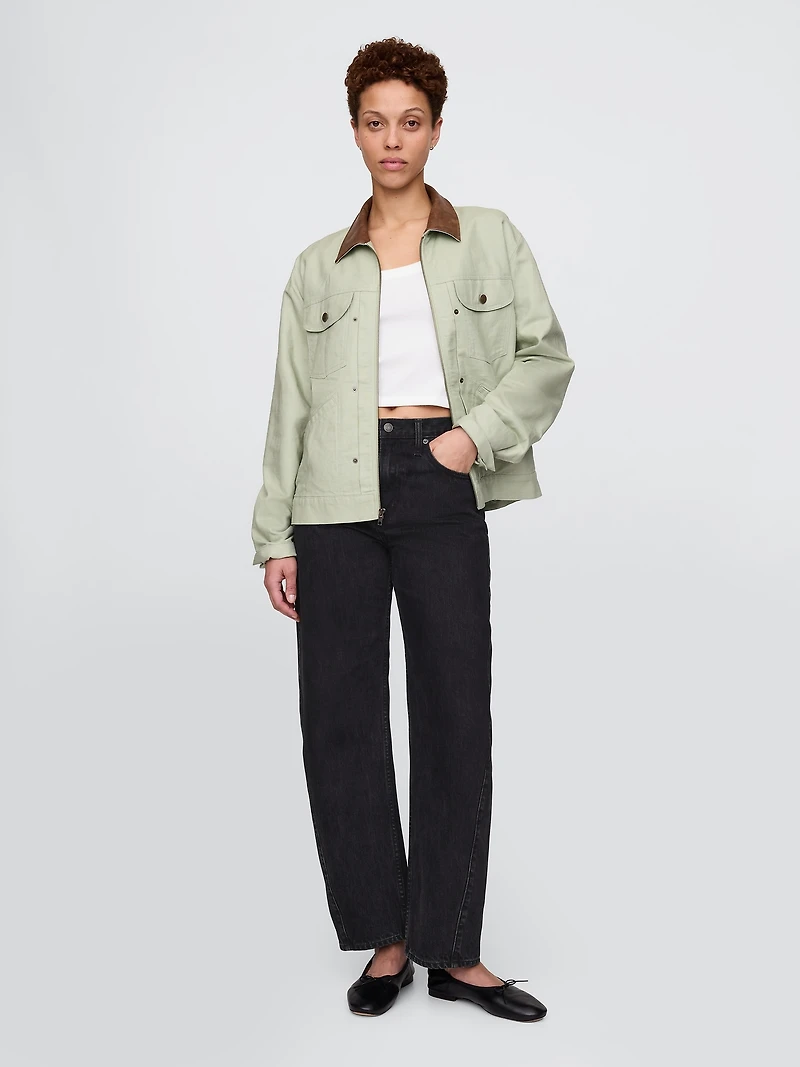 Linen-Cotton Trucker Jacket