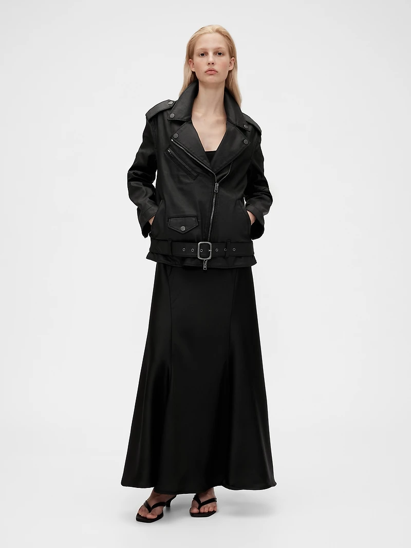 GapStudio Coated Denim Moto Jacket