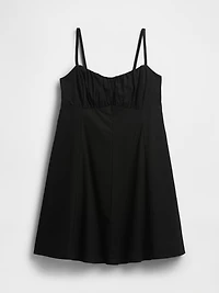 Linen-Blend Shirred Bodice Mini Dress