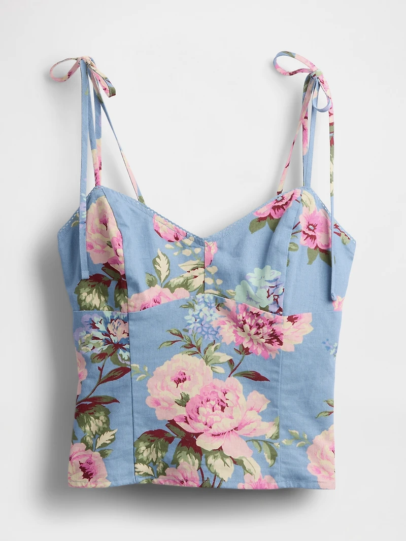 Linen-Blend Tie-Strap Cami