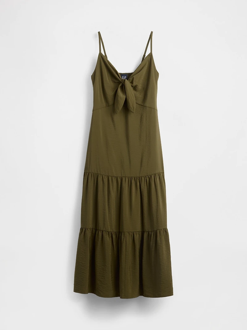 Tie-Front Tiered Maxi Dress