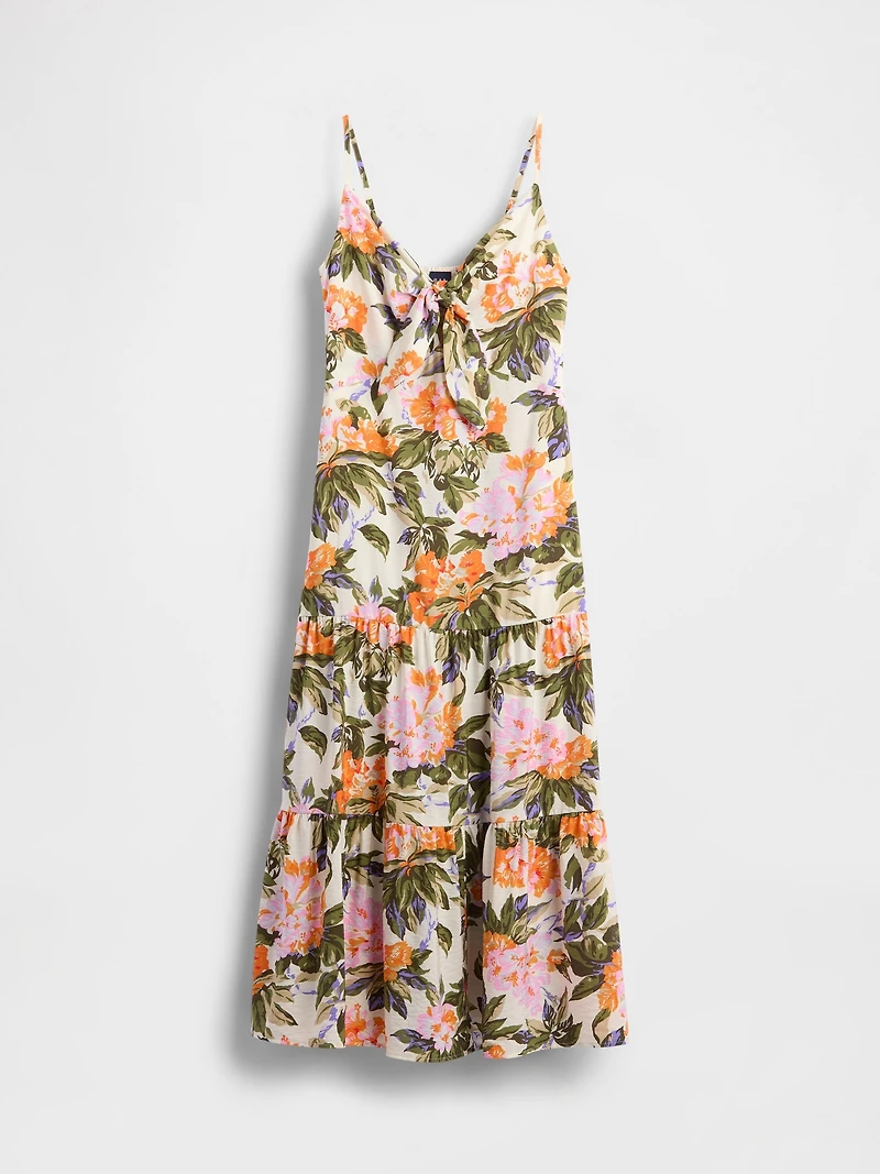 Tie-Front Tiered Maxi Dress