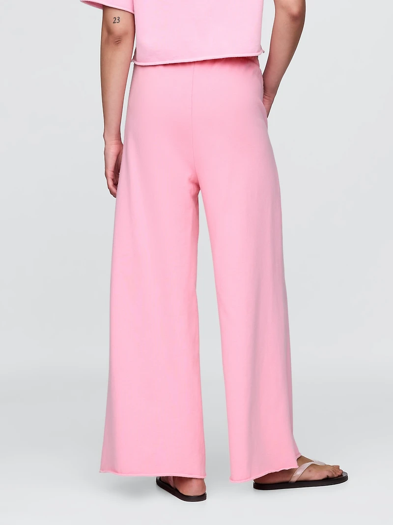 French Terry Wide-Leg Rolled-Hem Sweatpants