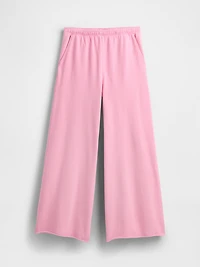 French Terry Wide-Leg Rolled-Hem Sweatpants