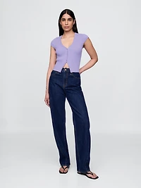 Cropped Rib Cardigan