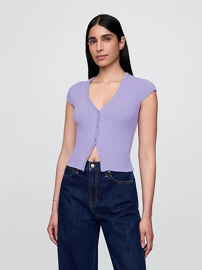 Cropped Rib Cardigan