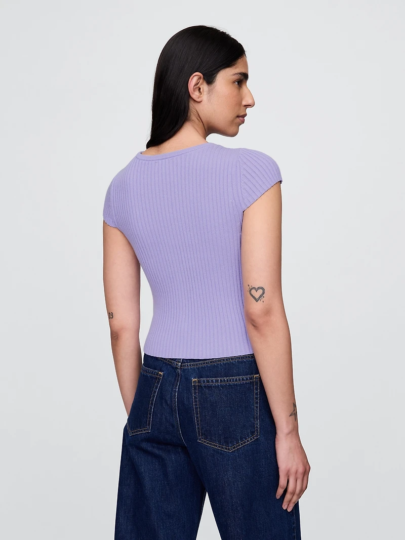 Cropped Rib Cardigan