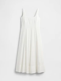 Linen-Blend Square-Neck Maxi Dress