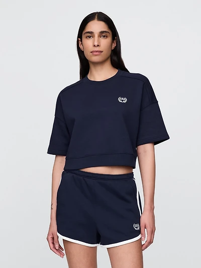 VintageSoft Elbow-Sleeve Crop Sweatshirt