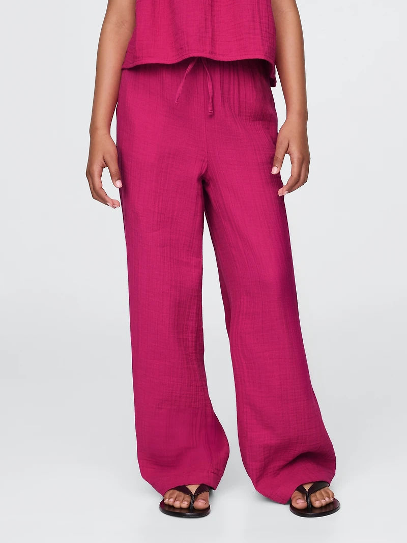 Kids Crinkle Gauze Easy Wide-Leg Pants