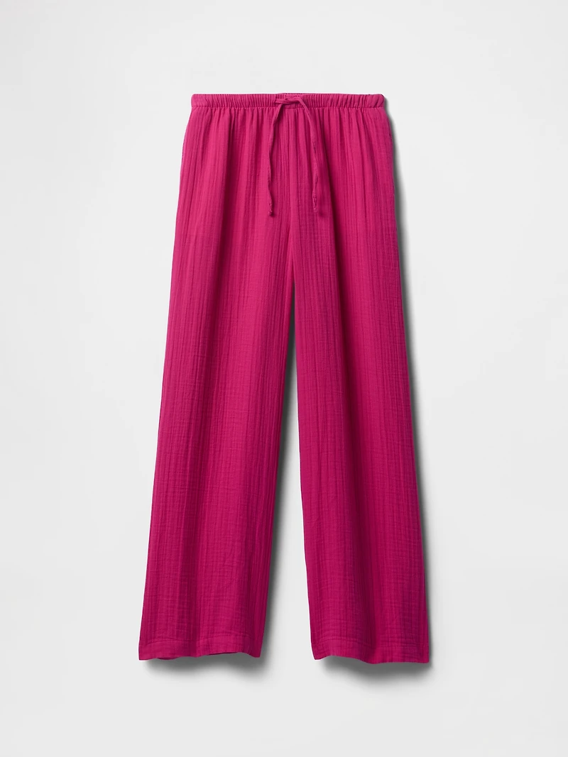 Kids Crinkle Gauze Easy Wide-Leg Pants