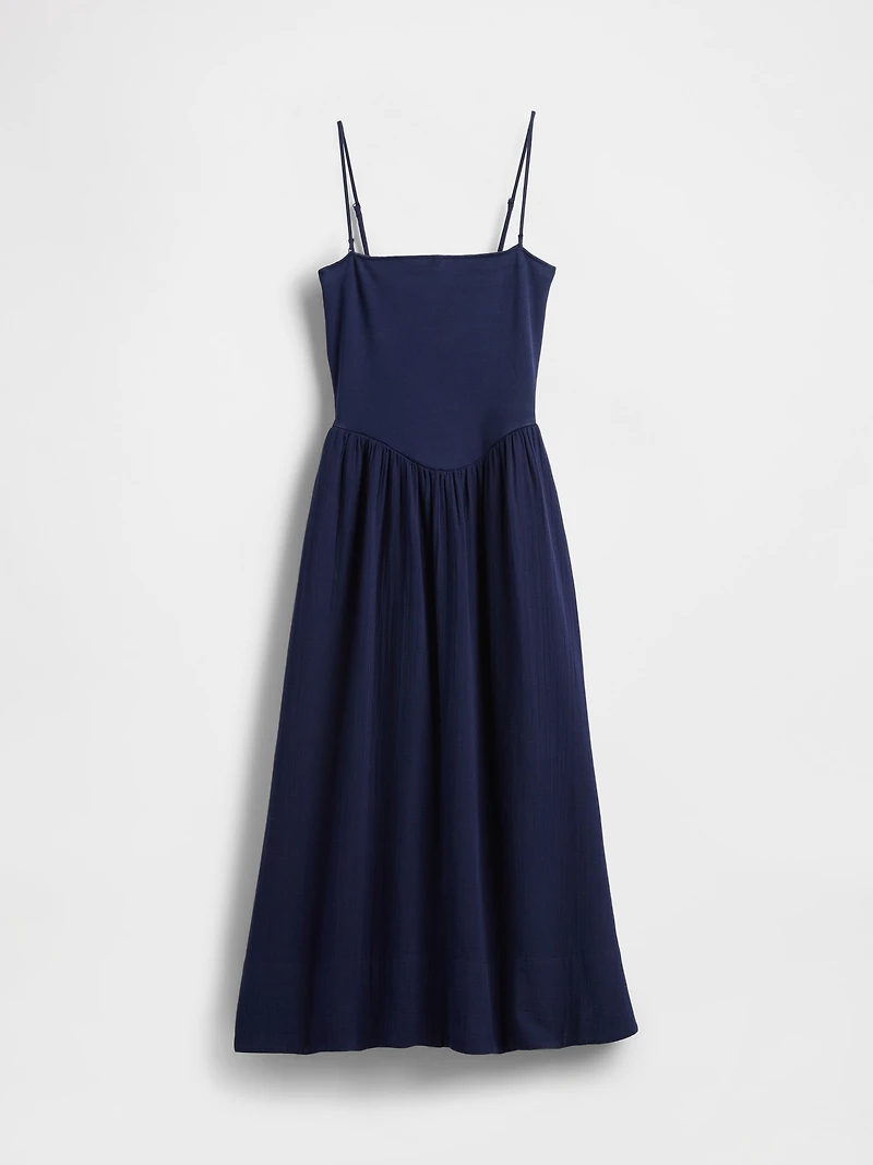 Cotton Gauze Mixed Media Maxi Dress